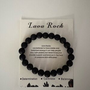 Lava Rock Beaded Stretch Bracelet - Black - NWT